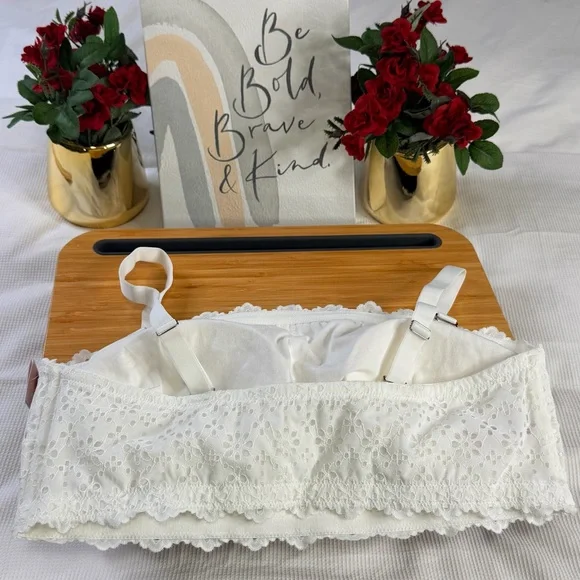 Auden Target White Lace Bandeau Bralette Removable Pad Wirefree Brallette - Picture 2 of 11